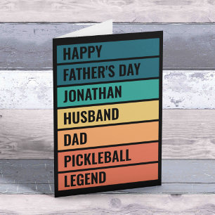 Cartes Pour Fêtes Annuelles Mari Légende du Pickleball Rétro Fête des Pères