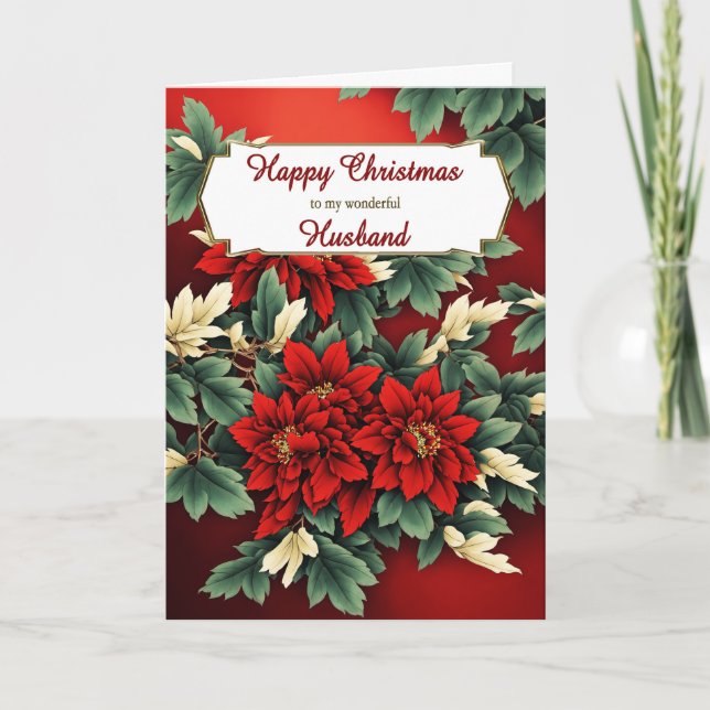 Cartes Pour Fêtes Annuelles Mari Noël Poinsettias (Devant)