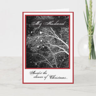 Cartes Pour Fêtes Annuelles Mari, Noël Religieux Noir et Blanc Silencieux