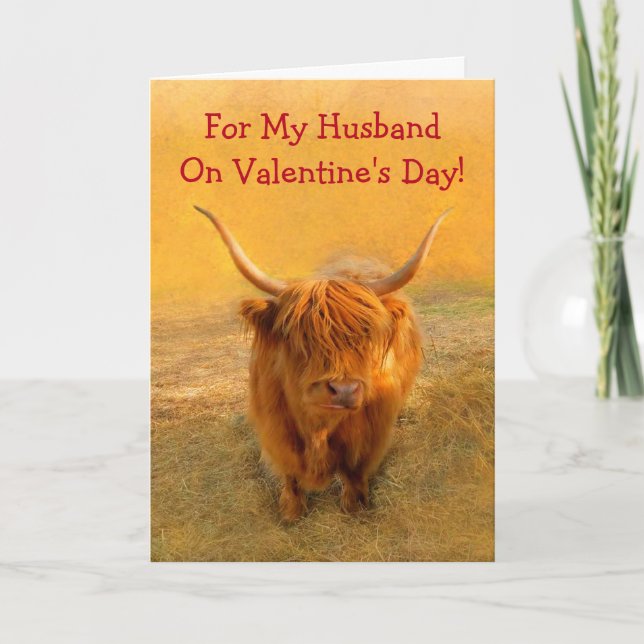 Cartes Pour Fêtes Annuelles Mari romantique Highland Steer Valentine's Holida (Devant)