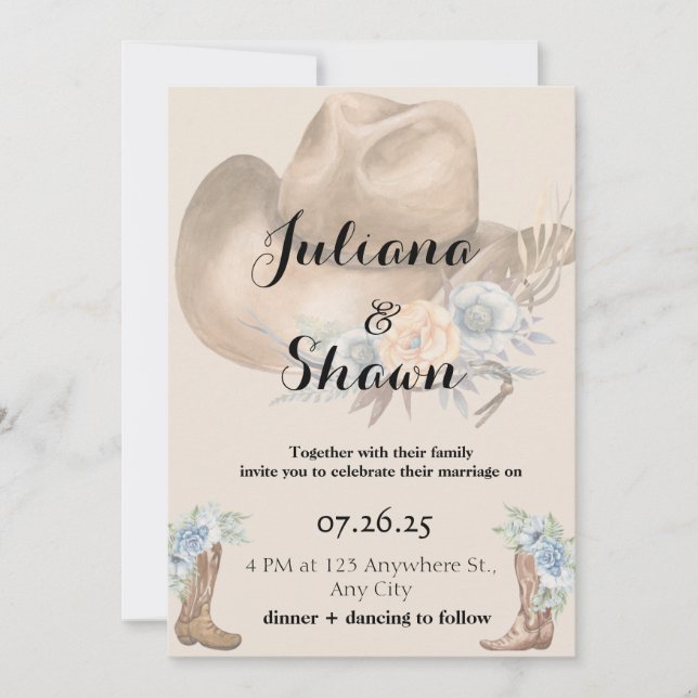 Cartes Pour Fêtes Annuelles Mariage campagnard de la ville (Devant)