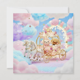 Cartes Pour Fêtes Annuelles Mariage de chiot mignon Carrosse de conte de fées