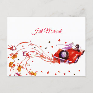 Cartes Pour Fêtes Annuelles Mariage de couple doux tout juste mariés aquarelle