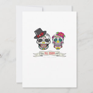 Cartes Pour Fêtes Annuelles Mariage de crâne Mariée et marié jusqu'à la mort i