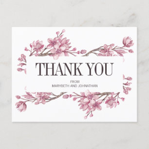 Cartes Pour Fêtes Annuelles Mariage de Merci de fleurs de cerisier rose