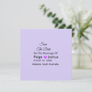 Cartes Pour Fêtes Annuelles Mariage de typographie moderne Lavender Twist