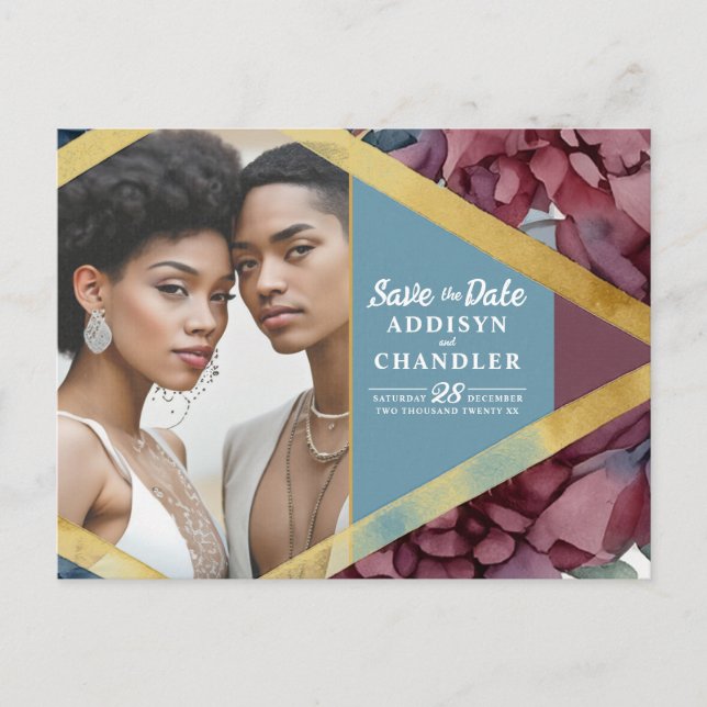 Cartes Pour Fêtes Annuelles Mariage floral élégant enchanté (Devant)