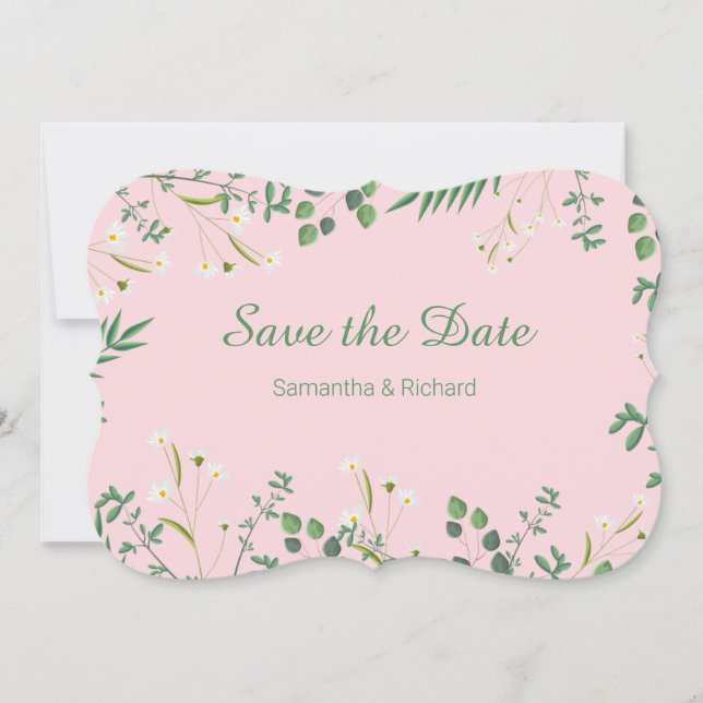 Cartes Pour Fêtes Annuelles Mariage frontalier floral délicat (Devant)