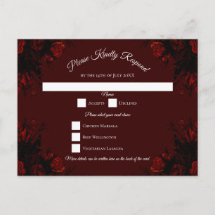 Cartes Pour Fêtes Annuelles Mariage gothique élégant floral rouge profond