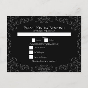 Cartes Pour Fêtes Annuelles Mariage gothique gris noir