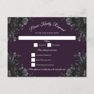 Cartes Pour Fêtes Annuelles Mariage gothique Rose gris violet Réponse RSVP