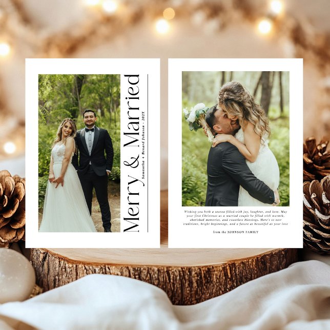 Cartes Pour Fêtes Annuelles Mariage minimal et mariage de Noël Photo Nouveaux  (Créateur téléchargé)