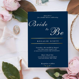 Cartes Pour Fêtes Annuelles Mariage moderne Navy classique futur mariée shower
