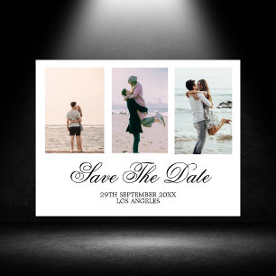 Cartes Pour Fêtes Annuelles Mariage noir photo blanc Enregistrer la date
