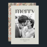 Cartes Pour Fêtes Annuelles Mariage Photo Bohème Floral Taupe Sage Rustique<br><div class="desc">Carte de Noël de Mariage Personnalisée Bohème Florale Taupe et Vert Sage Rustique</div>