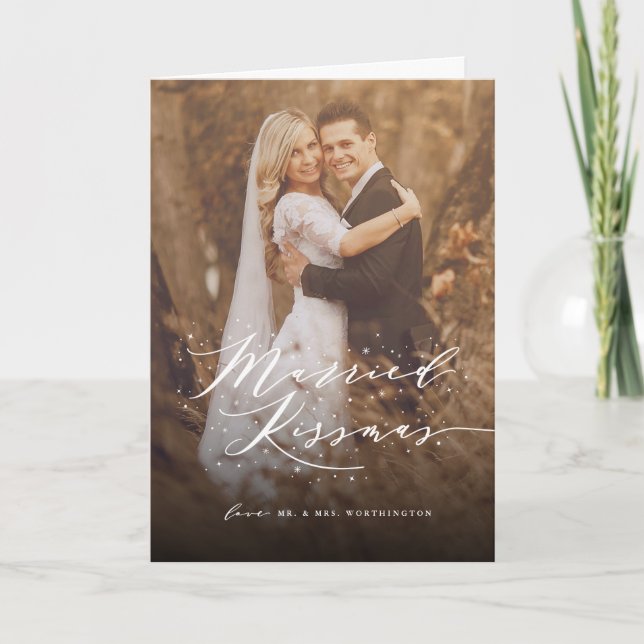 Cartes Pour Fêtes Annuelles Mariage photo chic de Kissmas Sparkling Stars mari (Devant)