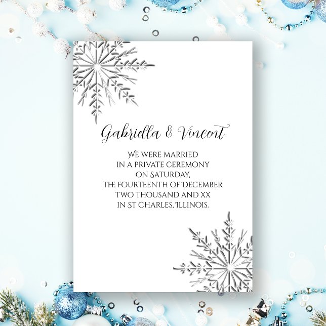 Cartes Pour Fêtes Annuelles Mariage Privé / Fugue de Flocon de Neige d'Hiver (Créateur téléchargé)
