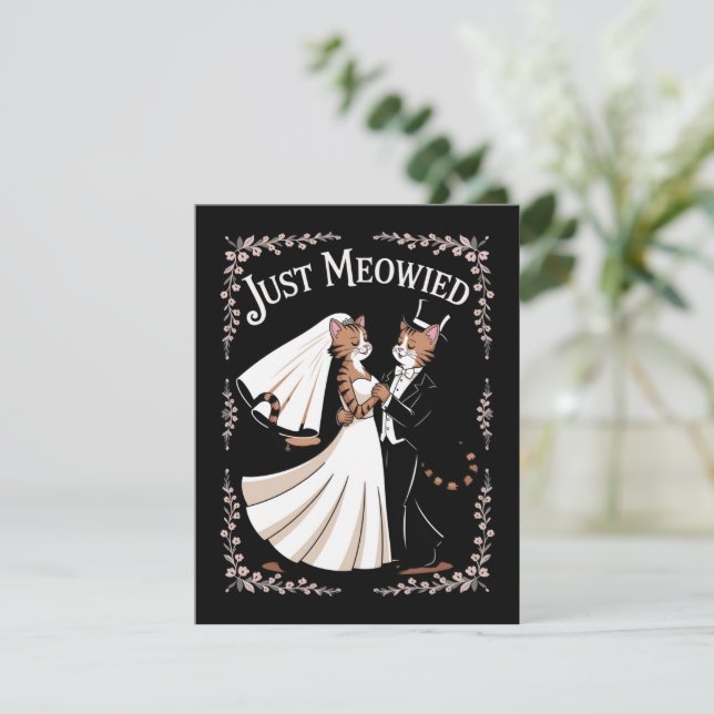 Cartes Pour Fêtes Annuelles Mariage Royal de Chat Drôle de Danse de Jeunes Mar (Debout devant)