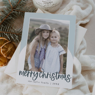 Cartes Pour Fêtes Annuelles MARIAH Blue Arch Amusant Famille Photo Noël