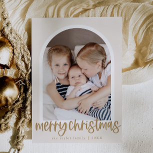 Cartes Pour Fêtes Annuelles MARIAH Gold Arch Family Photo Joyeux Noël