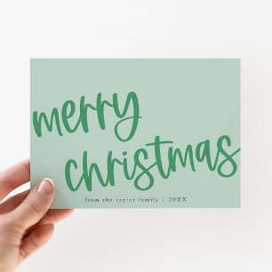 Cartes Pour Fêtes Annuelles MARIAH Green Cute Famille tendance Joyeux Noël