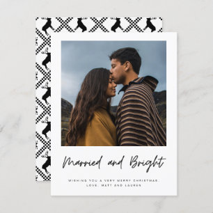 Cartes Pour Fêtes Annuelles Marié Bright Couple Lumineux Plaid Photo