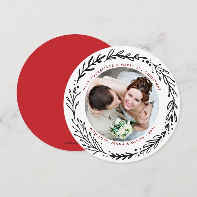 Cartes Pour Fêtes Annuelles Marié dans Joyeuse couronne de Noël (Devant / Derrière)