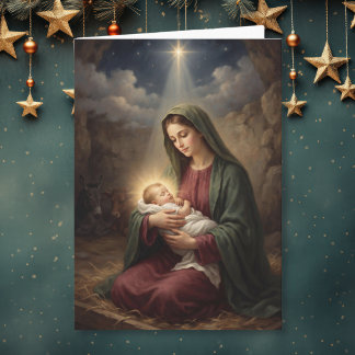 Cartes Pour Fêtes Annuelles Marie & Enfant Jésus sous l'étoile de Bethléem
