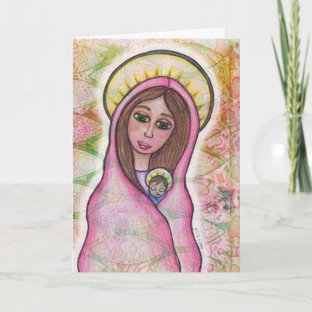 Cartes Pour Fêtes Annuelles Marie et Bébé Jésus (Devant)
