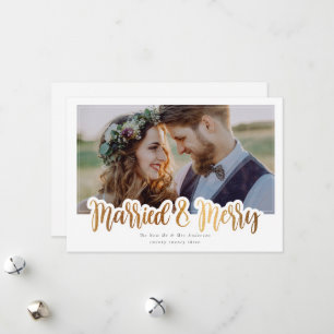 Cartes Pour Fêtes Annuelles Marié & Joyeux Mariage Photo Foil