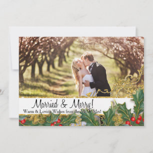 Cartes Pour Fêtes Annuelles Marié Joyeux Noël Nouvelle mariée photo horizontal