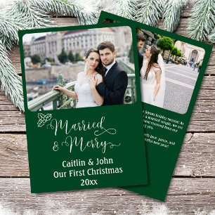 Cartes Pour Fêtes Annuelles Marié Merry Custom Newlyweets 1er Christmas Green