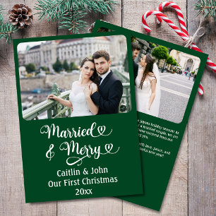 Cartes Pour Fêtes Annuelles Marié Merry Newlyweets 1er Noël Custom Green