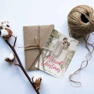 Cartes Pour Fêtes Annuelles Marié Noël Nouveaux mariés Fête de la photo