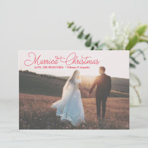 Cartes Pour Fêtes Annuelles Marié Noël Rouge Script Calligraphie Nouveau