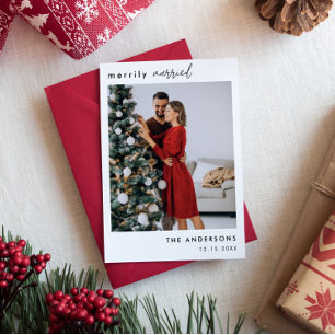 Cartes Pour Fêtes Annuelles Marié par erreur Photo minimaliste moderne en co