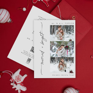 Cartes Pour Fêtes Annuelles Marié récemment marié + Bright First Christmas QR