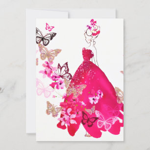 Cartes Pour Fêtes Annuelles Mariée à l'aquarelle Papillon Floral Paillettes Do