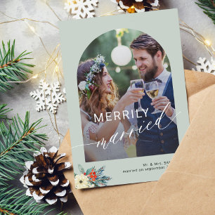 Cartes Pour Fêtes Annuelles Mariés avec joie simple minimaliste 2 photos maria