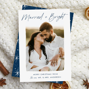 Cartes Pour Fêtes Annuelles Mariés et Brillants Photographie avec écriture Nav
