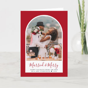 Cartes Pour Fêtes Annuelles Mariés et joyeux arche de photo Merci