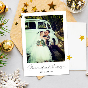 Cartes Pour Fêtes Annuelles Mariés et joyeux   Photo de Noël minimaliste