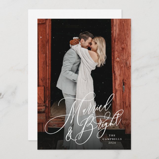 Cartes Pour Fêtes Annuelles Mariés et Nouvellement Mariés Vert (Devant / Derrière)