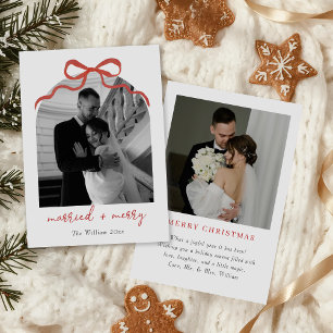 Cartes Pour Fêtes Annuelles Mariés & Joyeux Noël Arc Photo de Noël