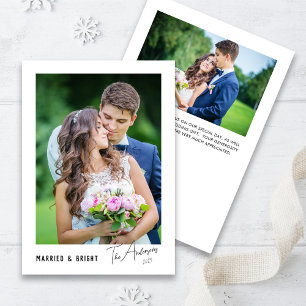 Cartes Pour Fêtes Annuelles Mariés Moderne Minimaliste & Jeune Mariée Radieuse