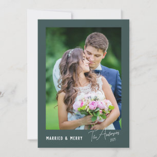 Cartes Pour Fêtes Annuelles Mariés Moderne Minimaliste & Joyeux Jeune Marié