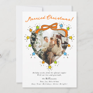 Cartes Pour Fêtes Annuelles Mariés Noël Fantaisie Photo Étoiles Lumineuses