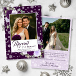 Cartes Pour Fêtes Annuelles Mariés & Roses Violettes Lumineuses Nouveaux Marié<br><div class="desc">Ces magnifiques cartes de vacances sont conçues pour un couple qui célèbre ses premières vacances en tant que couple marié. Le design présente votre photo sur un fond de couleur pourpre prune foncé entouré de roses peintes à la main à l'aquarelle dans des nuances de pourpre et de lavande ainsi...</div>