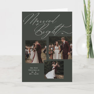 Cartes Pour Fêtes Annuelles Mariés & Typographie de script lumineux Photo de N