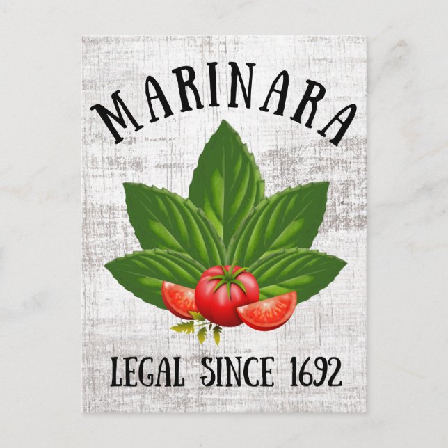 Cartes Pour Fêtes Annuelles Marinara Légal Depuis 1692 Basil Tomates Feuilles (Devant)